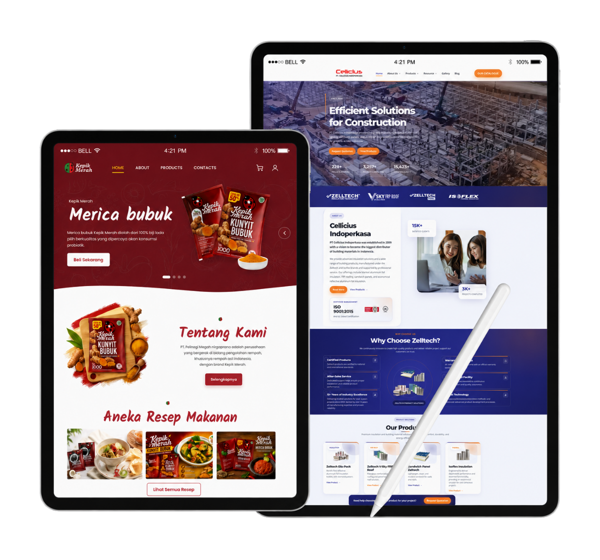 Preview website pada tablet dan mobile